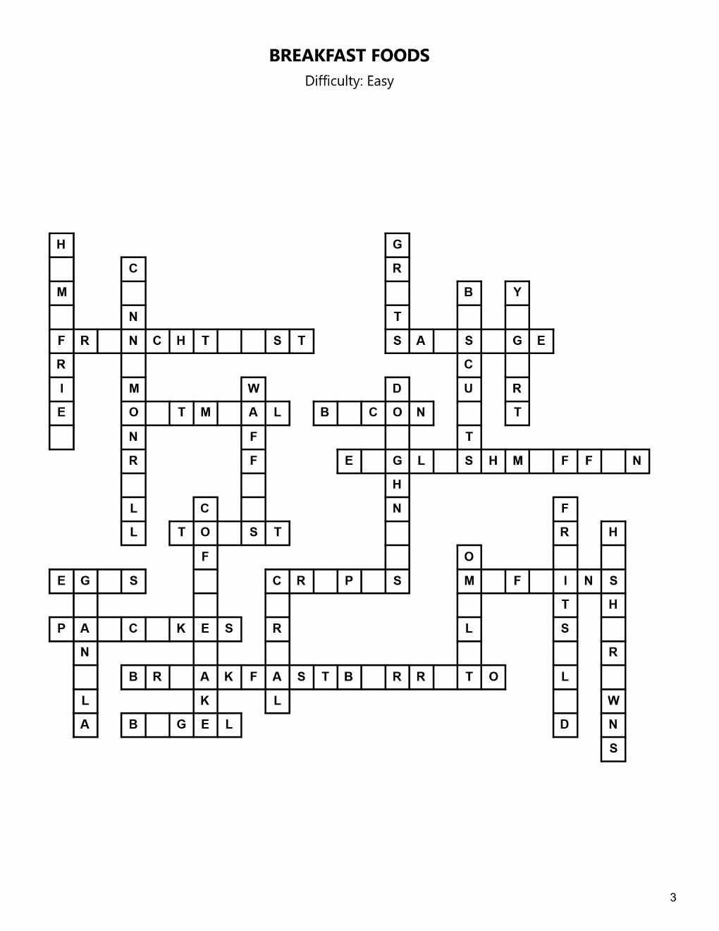 Breakfast Foods connected Hampio puzzle sample page